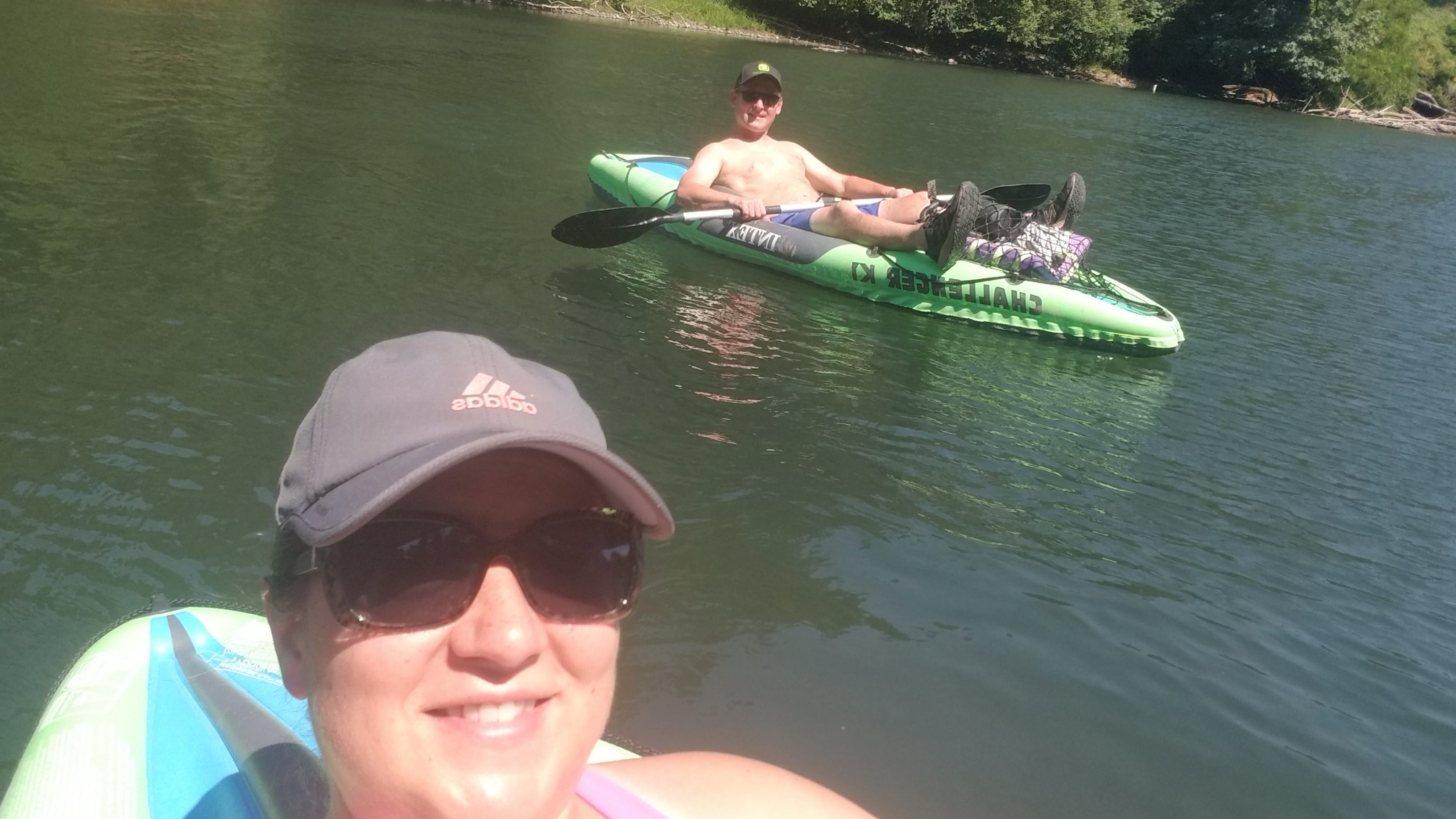Kayaking with my husband Mike on a hot July Saturday.